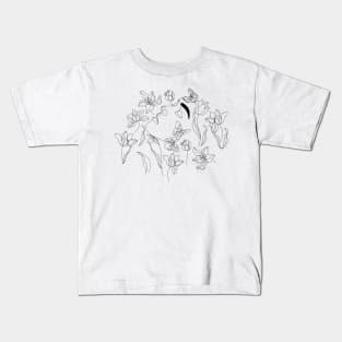 Woman With Flowers Kids T-Shirt